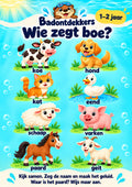 Wie zegt boe? voor 1–2 jaar, waterbestendige A3-badposter