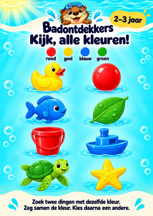 Kijk, alle kleuren! voor 2–3 jaar, waterbestendige A3-badposter