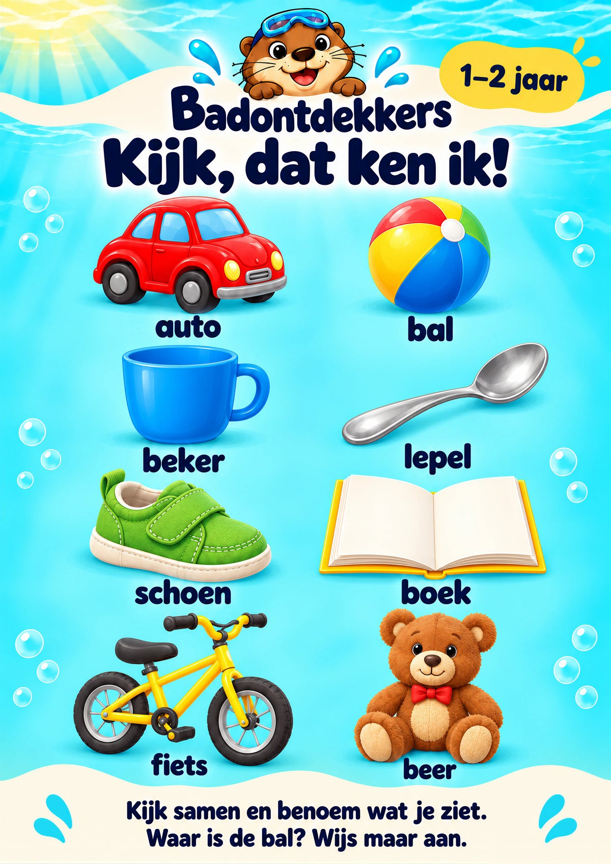 Kijk, dat ken ik! voor 1–2 jaar, waterbestendige A3-badposter